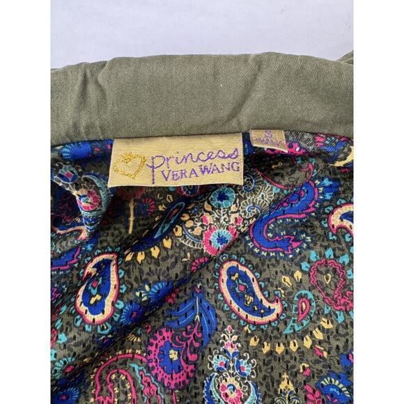 Grunge Princess Vera Wang Jacket Olive Green Lace Detail Paisley Women's Small - Picture 5 of 5